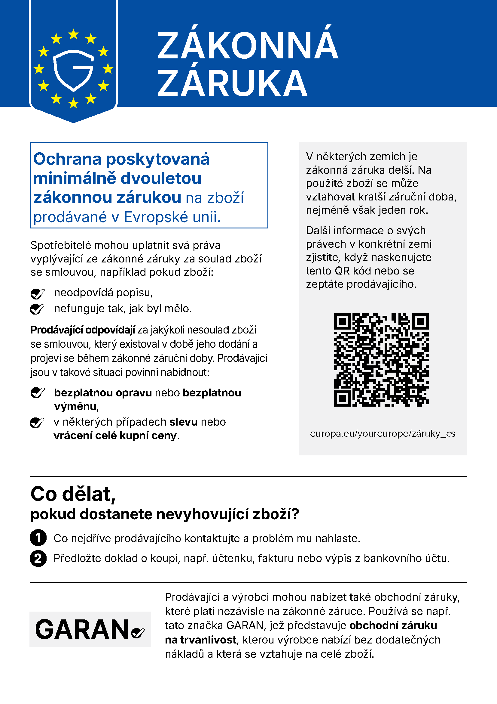 Poučení o zákonné záruce